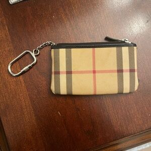 Burberry Beige and Red Key & Card Holder